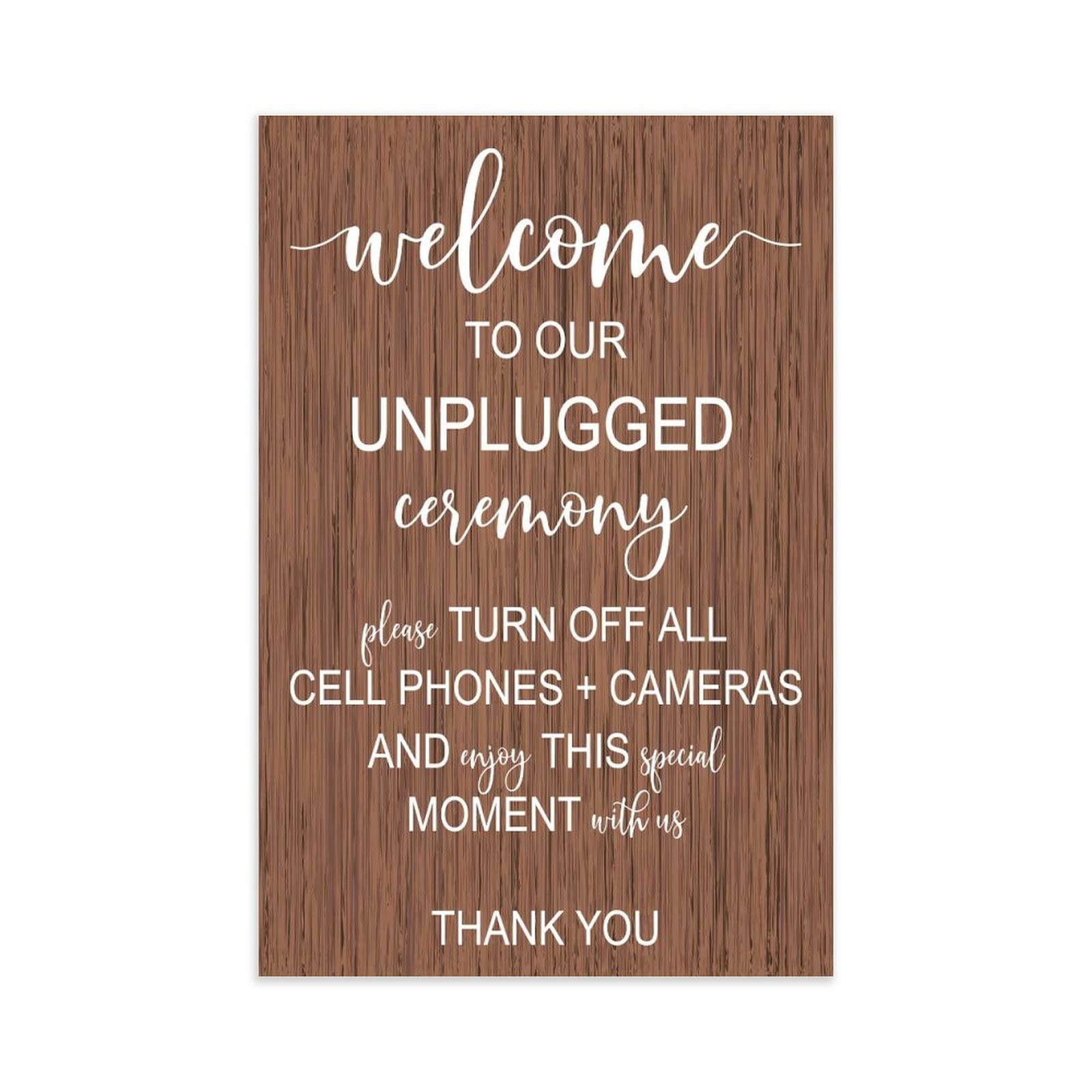 Wedding Welcome Tablet Unplugged Hochzeitsschild Unplugged Ceremony Schild Vertikales Holzschild Rustikale Hochzeitsdekoration 30 x 20