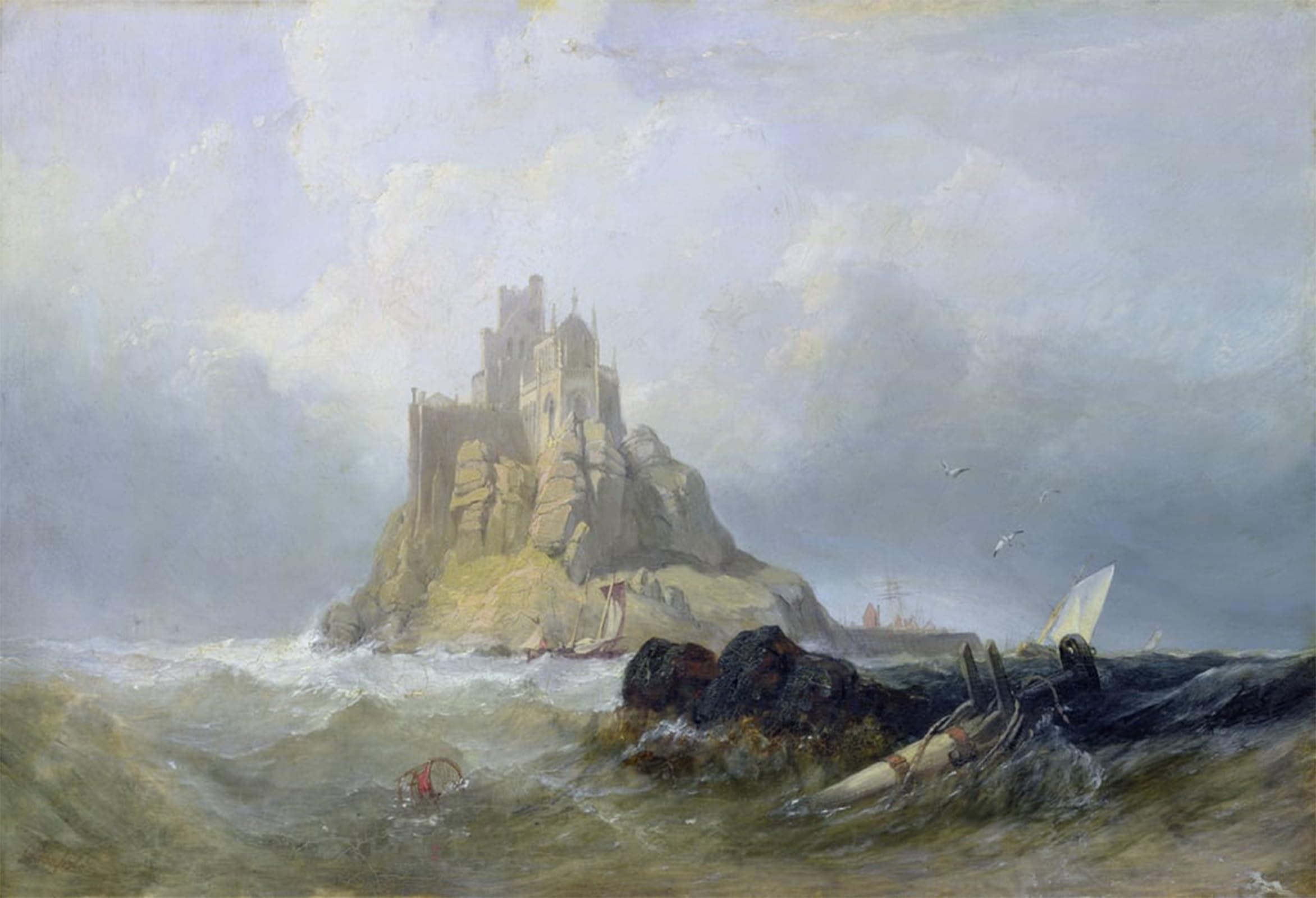SERENDIPITP Aesthetic Poster Photo Wall Print Retro Picture St Michael's Mount Cornwall by William Clarkson Stanfield Modern Wall Artwork for Home Decor 60x90cm