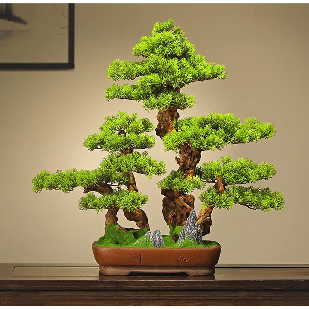 GUOQUN-SHOP Bonsai Pianta Bonsai Artistico Albero Decorazione della pianta Finta in Vaso in Vaso pianta Artificiale Pino for Il Giardino Home Decor (23.6x19.69in) Pianta Artificiale Bonsai