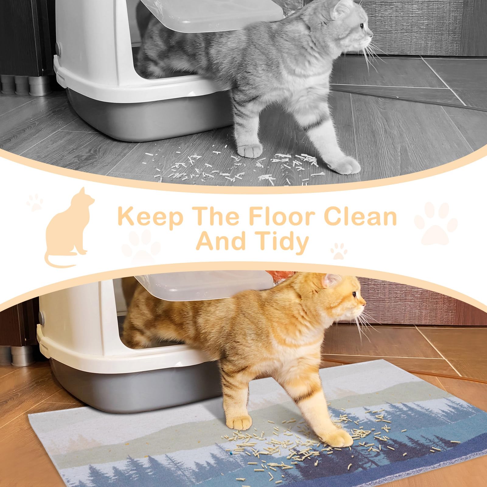Glittme Katzenklo Matte, Weiche Katzentoilettenmatte, PVC-Material Katzenklo Matte Streu Fangmatte für Katzen, Kätzchen, Katzenmatten für Streu Leicht zu Reinigen