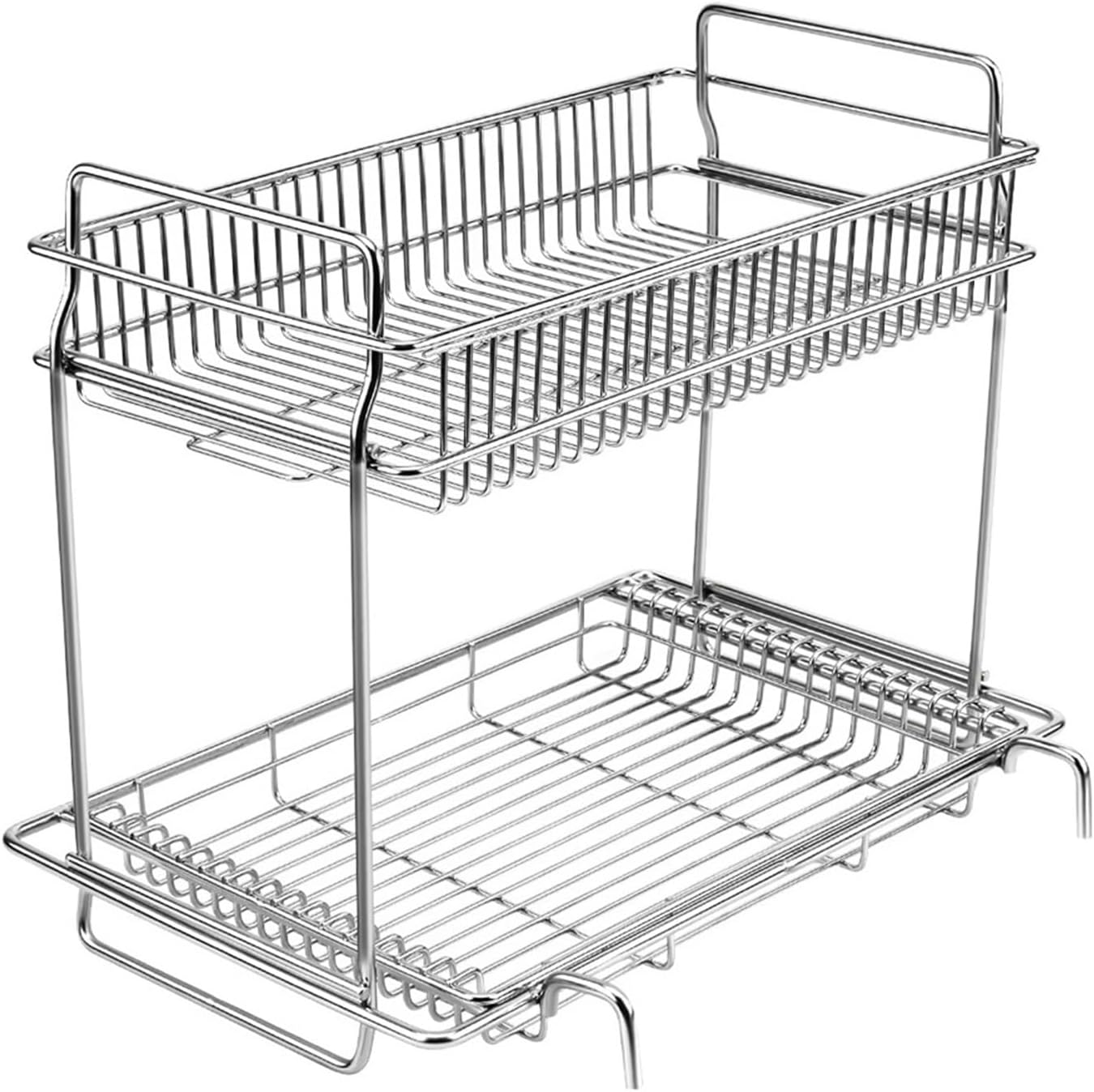 Compatible for Outdoor IGT Double Layer Storage Rack Table Desktop Side Expansion Camping Drain Basket Folding Tableside Hanger