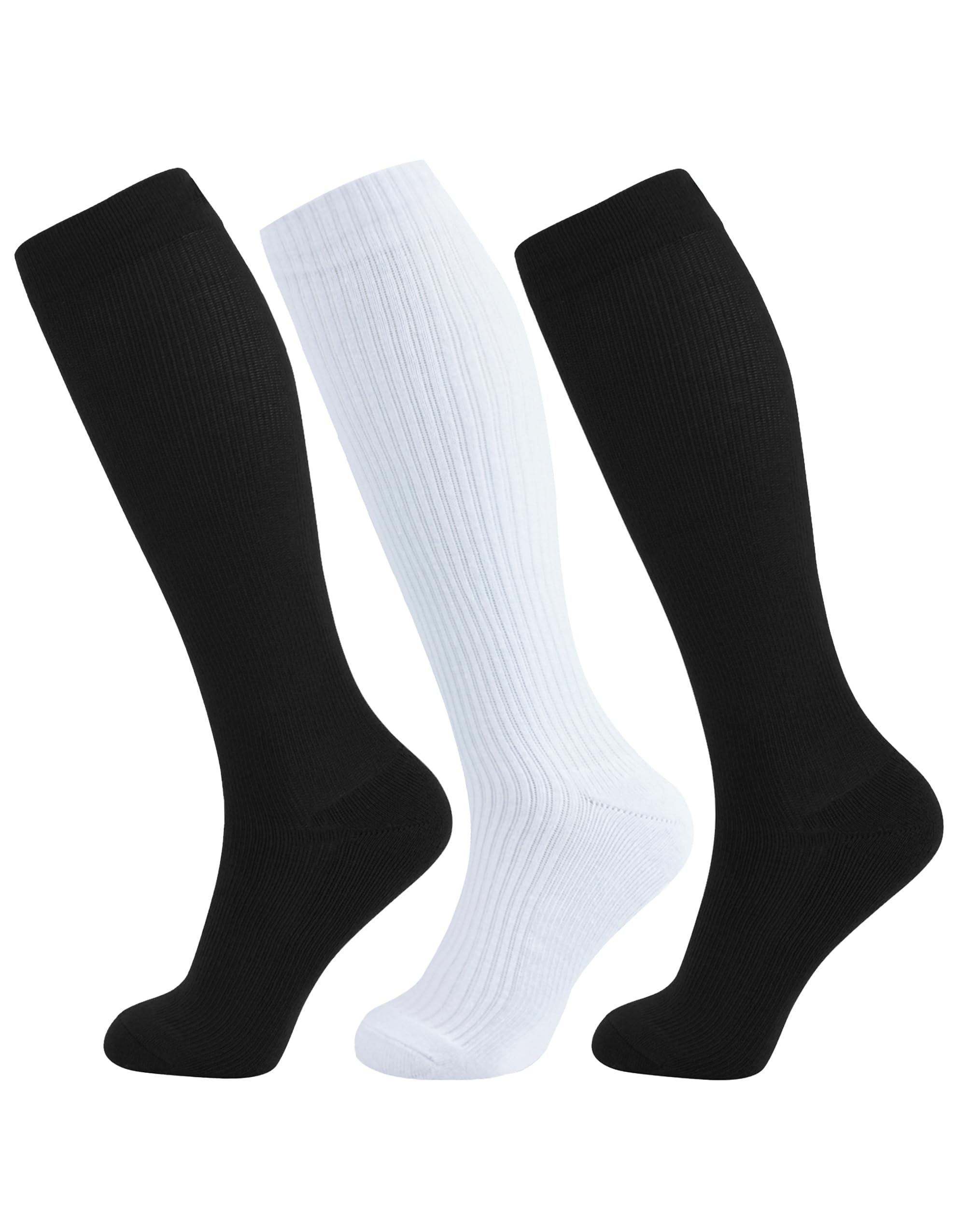 +MD 3 Pairs Bamboo Viscose Compression Socks for Women Men 15-20mmHg Knee High Support Stockings for Pregnancy Nurse Travel