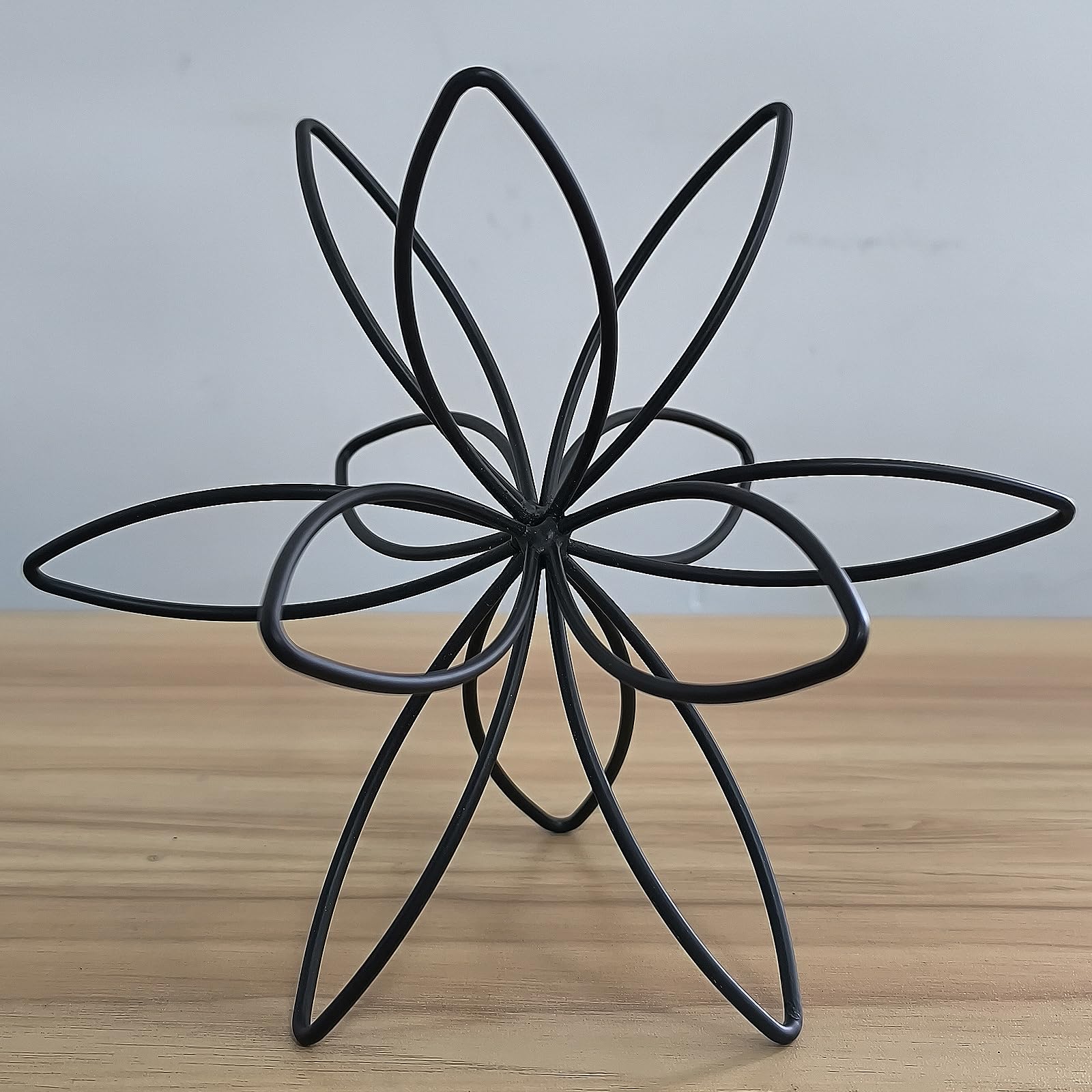 8" Black Sphere Decor, Abstract Tabletop Decorative Ball, Metal Floral Handmade Decorative Sculpture Home Decor Statues