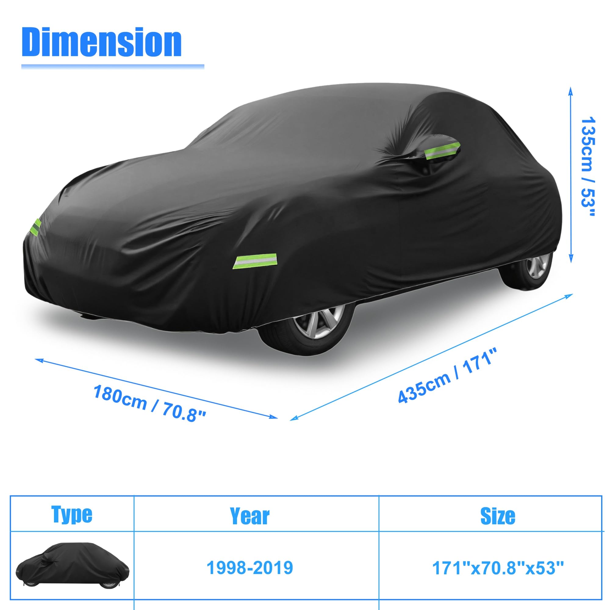 X AUTOHAUX Waterproof Car Cover for Volkswagen New Beetle 1998-2019 Outdoor Full Car Cover All Weather Protection Rain — view 6