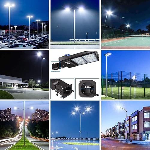 Vista 74 de ledmo Luz LED de estacionamiento de 300 W, 36000 lúmenes, 5000 K, ajustable, ajuste deslizante, iluminación de seguridad con fotocélula