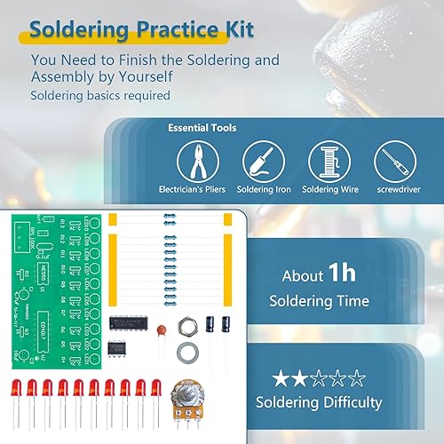 Miniatura 3 de EI Electronic Line - Luces de carrera de velocidad ajustable rojas Kits electrónicos de soldadura para adolescentes para practicar proyectos de