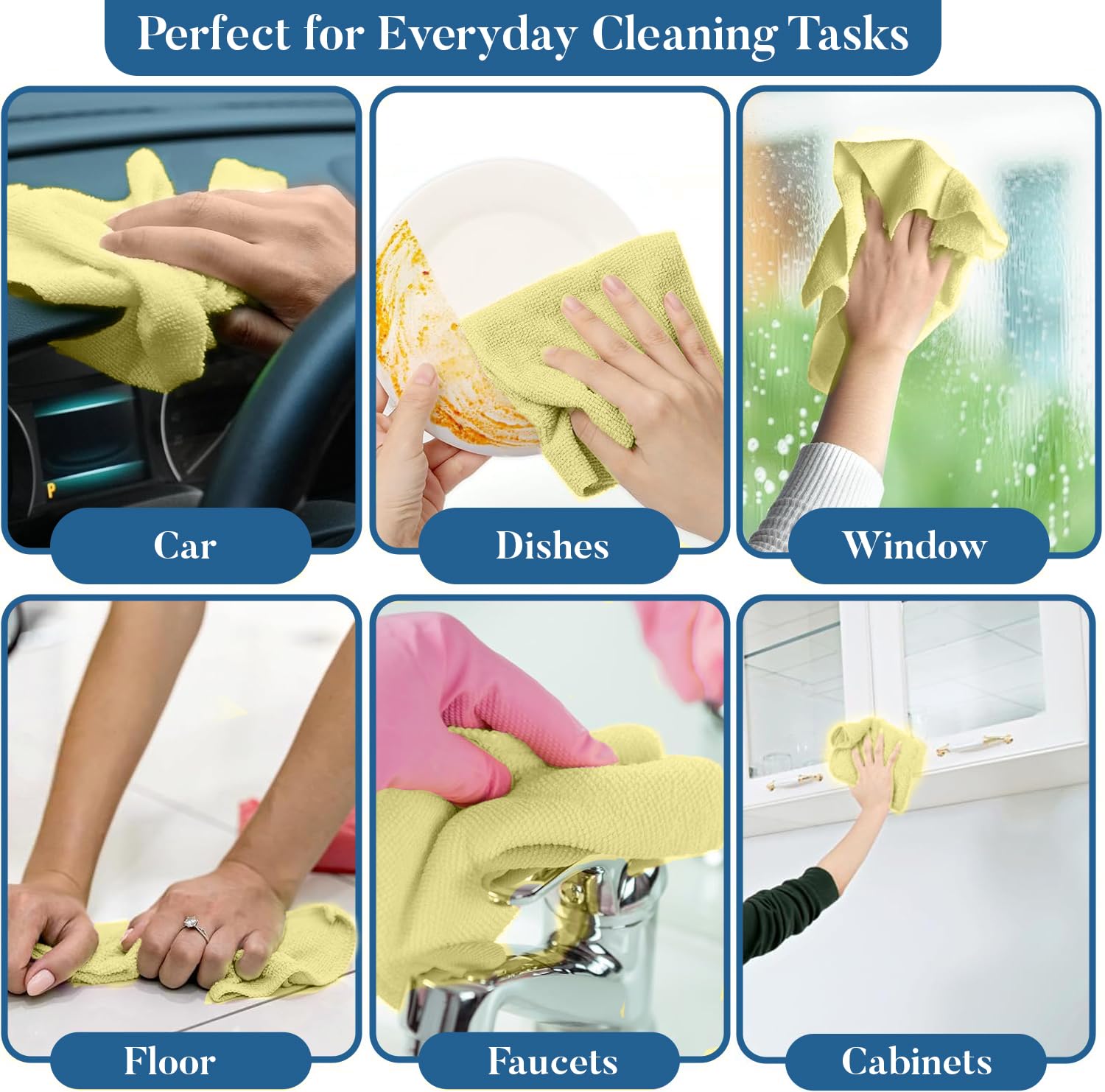 DAN RIVER Tear Away - Rollo de toallas de limpieza de microfibra, paquete de 50, paños reutilizables de 12 x 12 pulgadas para polvo, cocina, baño, coches, sin arañazos, suministros de limpieza sin