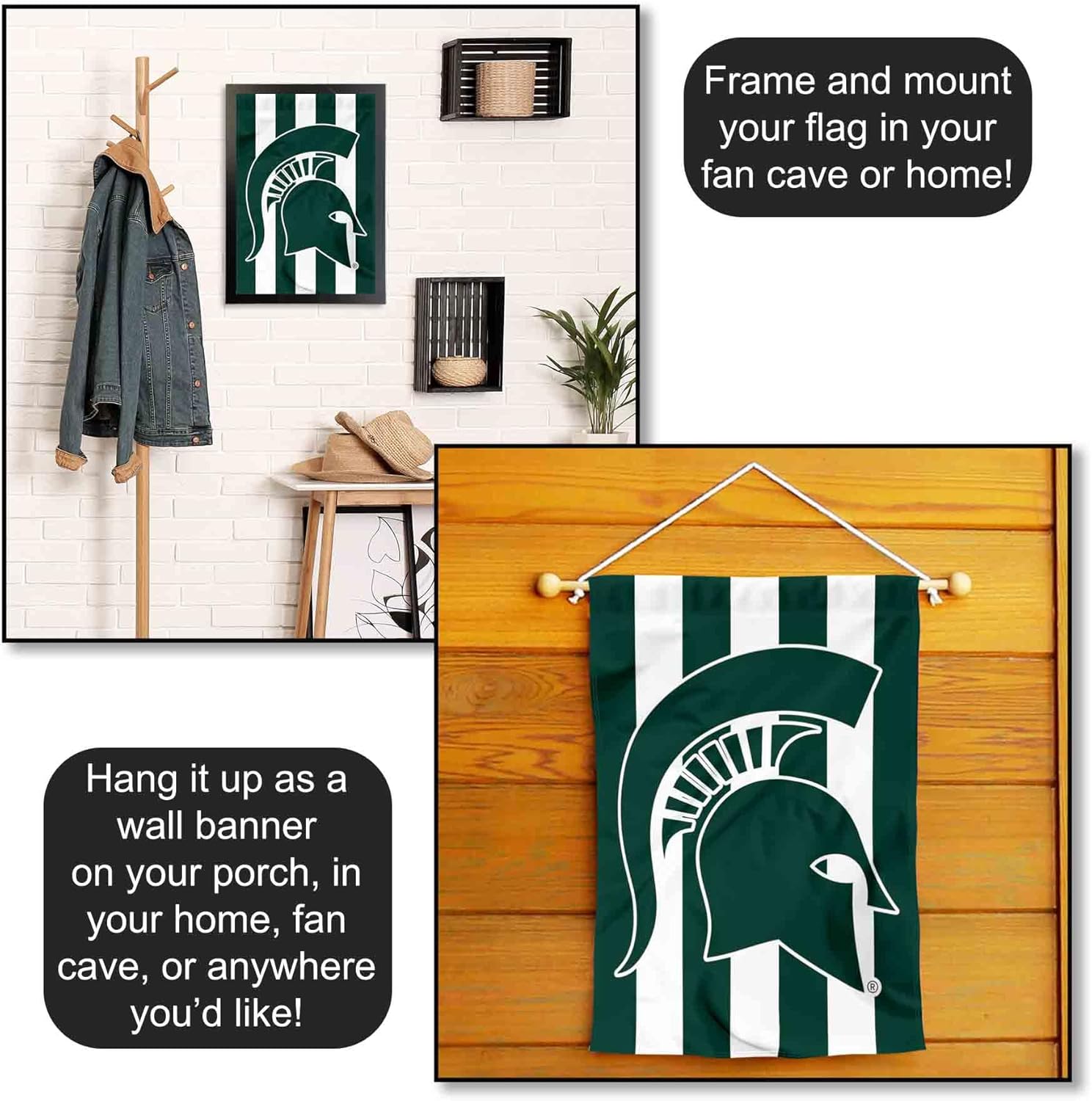 Michigan State Spartans Stripe Out Garden Flag - Image 5