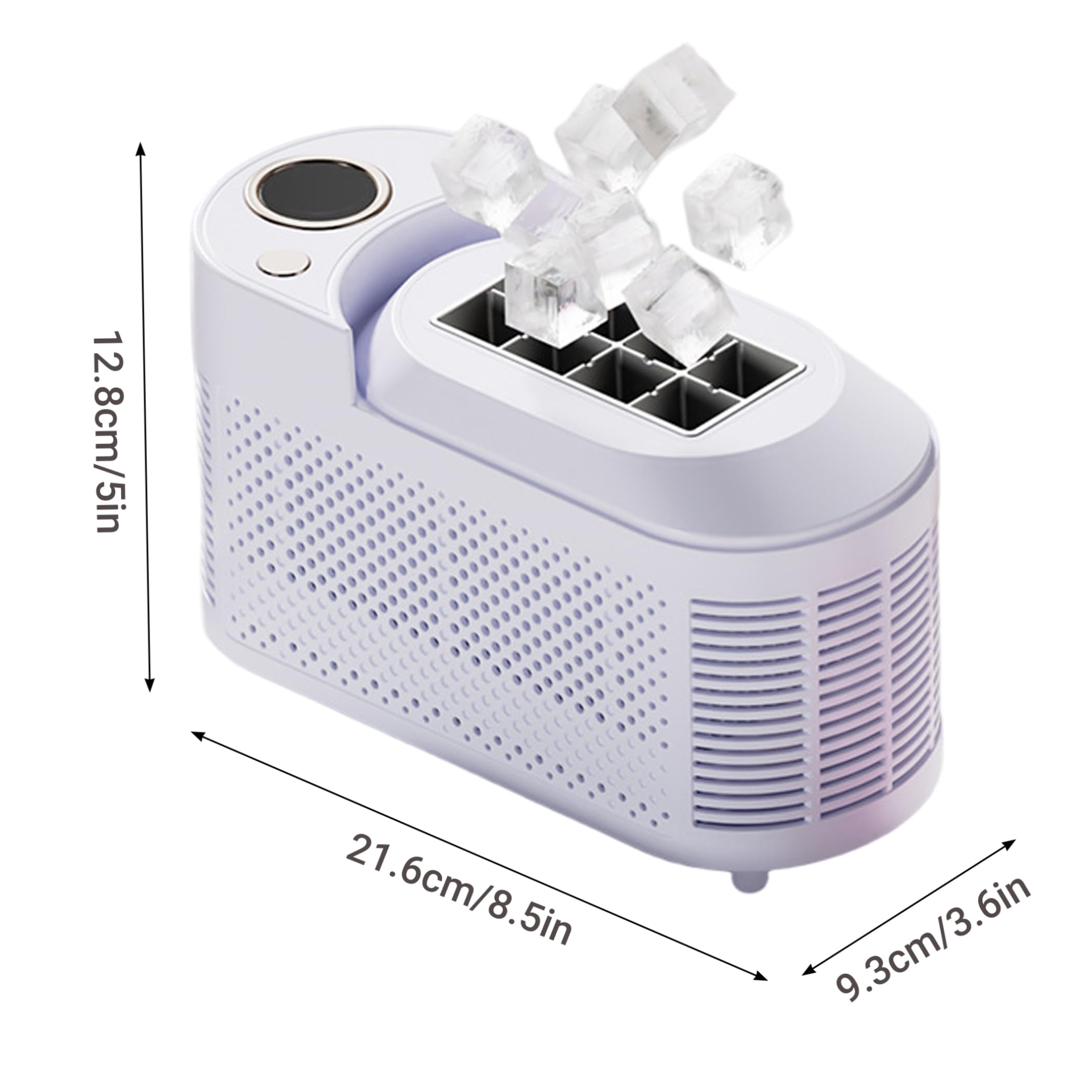 Macchina per cubetti di ghiaccio, Macchina per ghiaccio portatile a 8 griglie Produzione rapida di 10-15 minuti Piccola per casa, campeggio, auto e altro, Viola