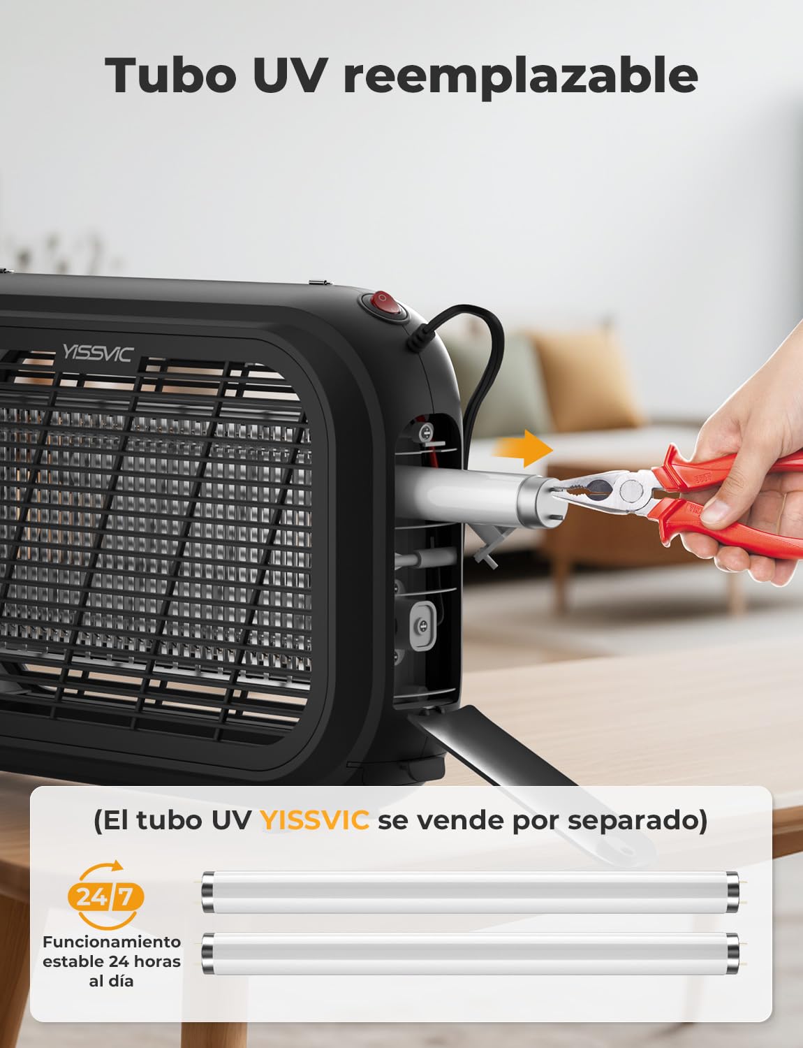YISSVIC Lampara Antimosquitos Matamoscas Electrico Lámparas LED UV, Mata Insectos para Interiores contra Mosquitos, Moscas y Otros Insectos Voladores