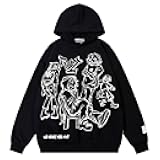 Mens Cartoon Graphic Hoodies Streetwear Hooded Sweatshirt Pullover Hip Hop Fashion Y2K Hoodies Unisex