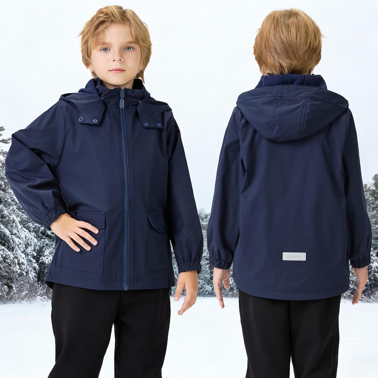 Boys Girls Waterproof Hooded Jackets Lightweight Soft Lining Kids Windbreaker Rain Coats - Image 2