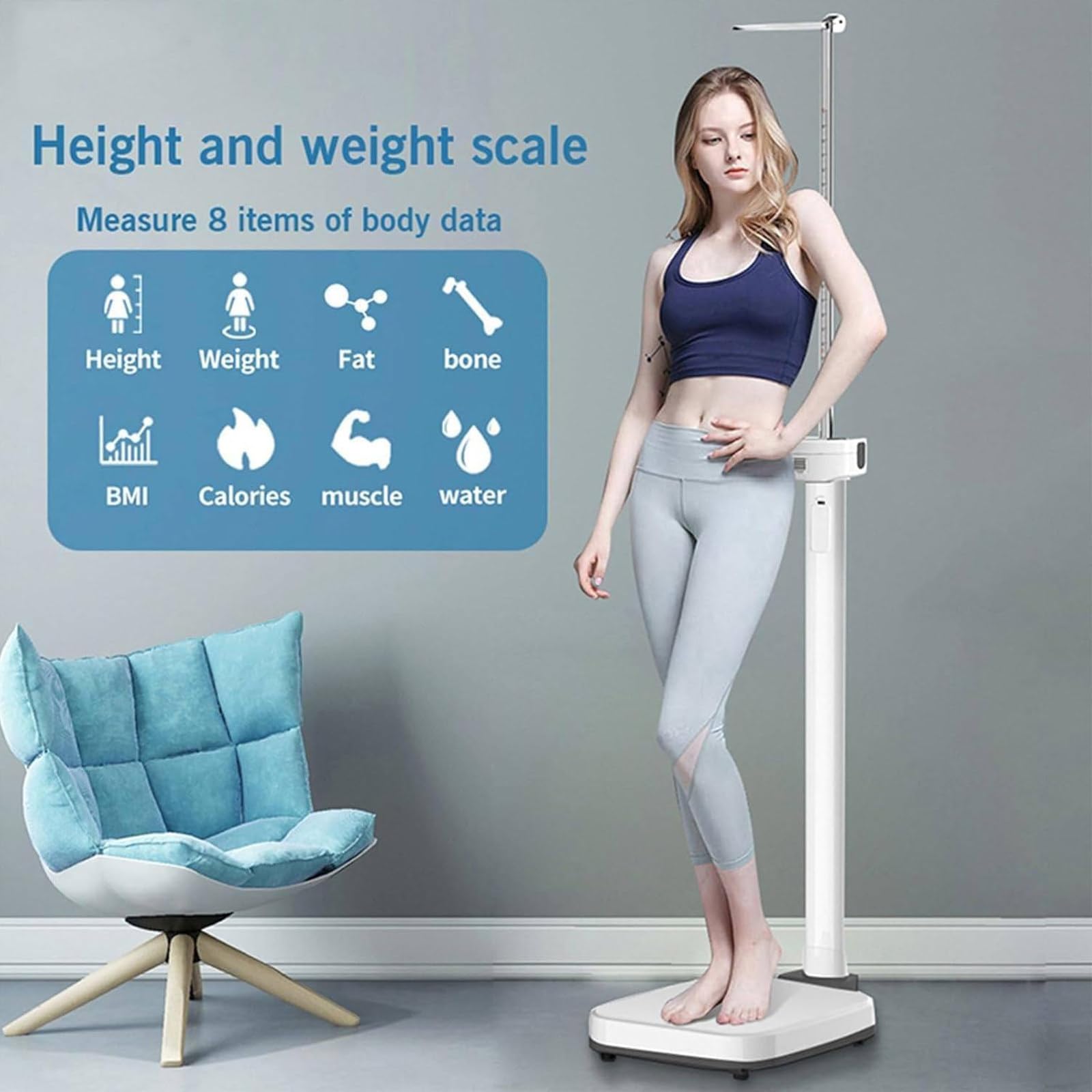 Báscula médica digital con análisis de grasa corporal, analizador inteligente de composición de cuerpo completo para uso doméstico y profesional