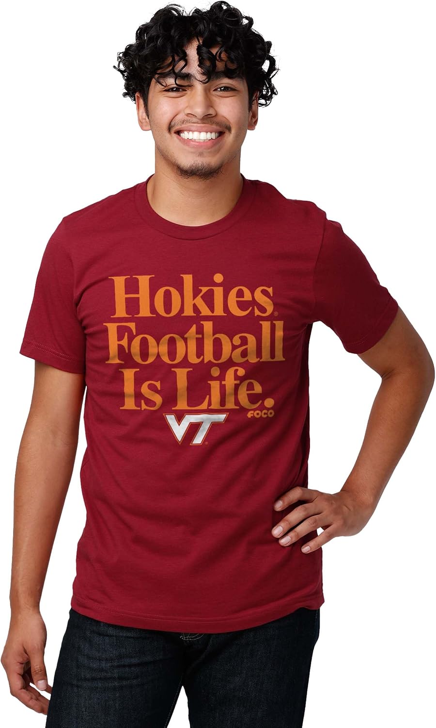 FOCO Men's NCAA College Team Logo Football is Life T-Shirt