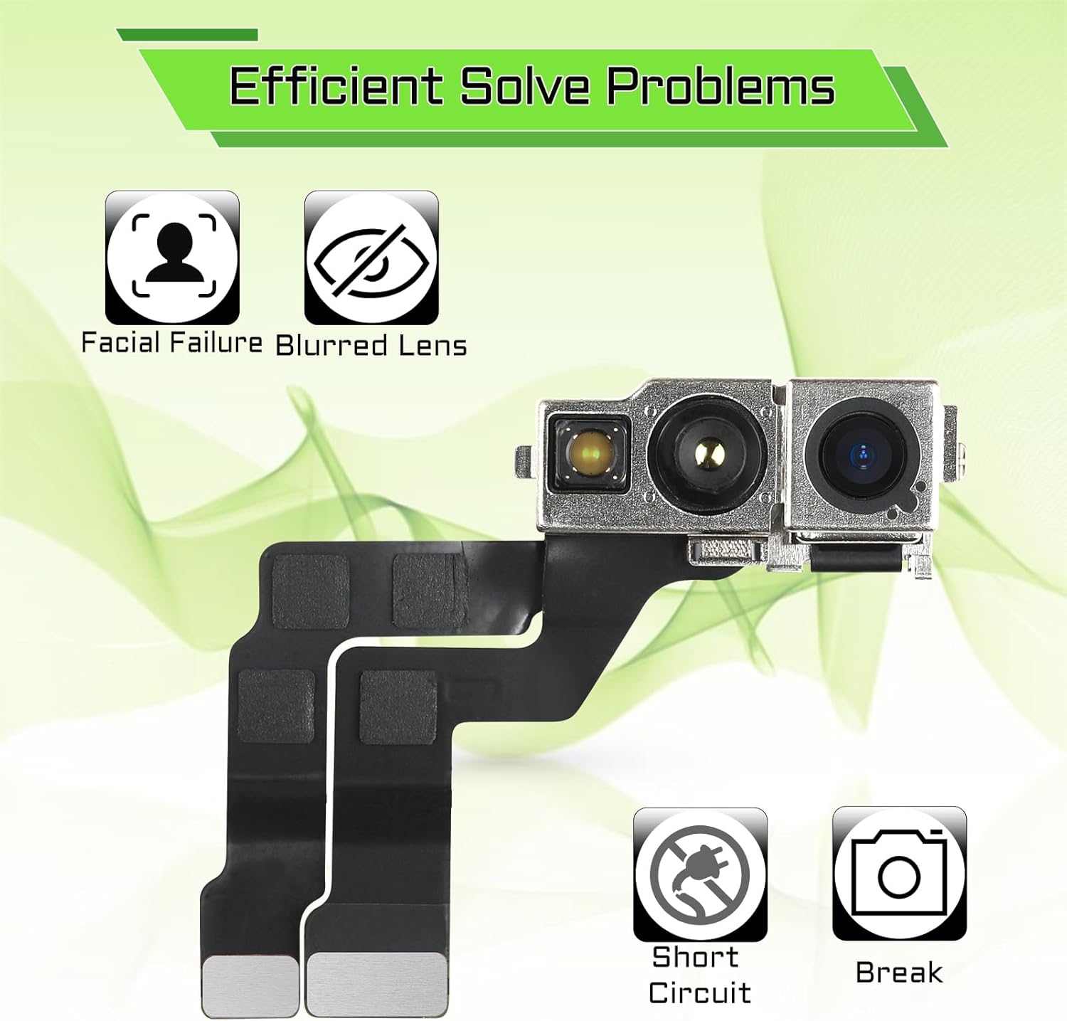 for iPhone 14 Pro Front Camera Replacement Selfie Camera 14pro 12MP OEM Front Facing Camera Flex Cable Module Light Receiver Repair with Fix Tools Kit A2650 A2889 A2890 A2891 A2892