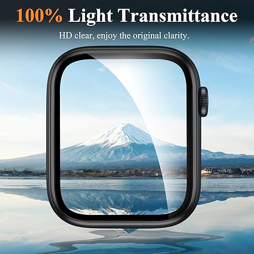Miniatura 5 de EWUONU Paquete de 2 Protector de pantalla de vidrio templado para Apple Watch SE (2 generación)SE Series 654 de 1.732 pulgadas, marco de metal,