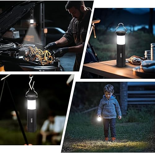 Miniatura 2 de EXTRASTAR Linternas LED para campamento, linterna 2 en 1 a pilas, linterna con zoom de 3 modos, máximo 35 lúmenes, IPX2 resistente al agua, adecuada