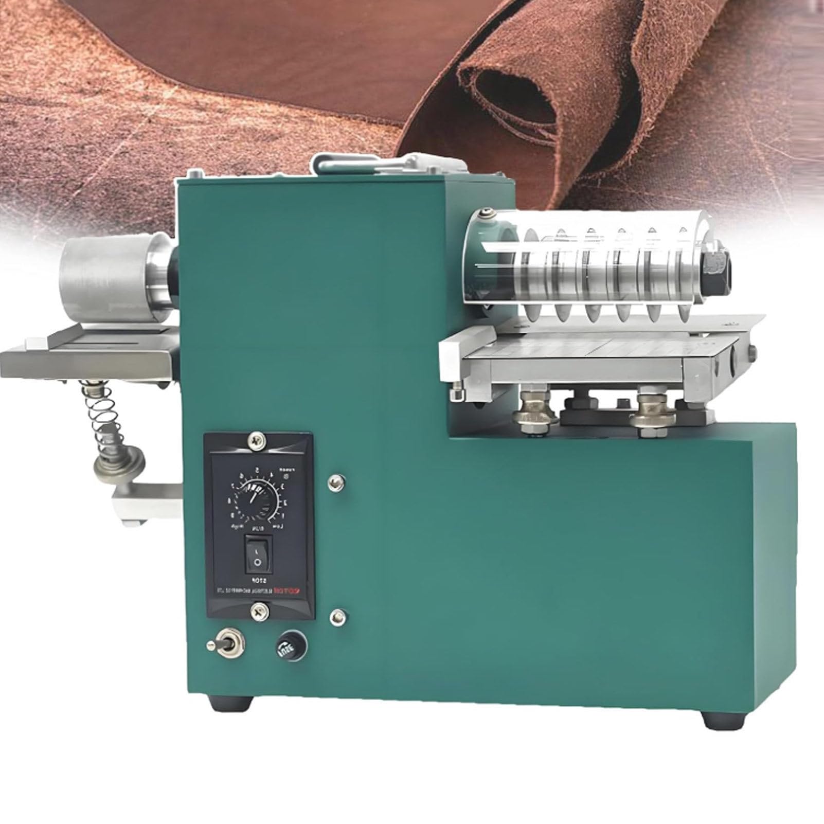 Oiyekntd Leather Slitter-Bulk Cutting of Leather Strips, Electric Leather Cutting Machine with 1/2/5/10mm Gasket, with Stepless Speed&Cutting Width: 2-86mm, for Leather Lovers DoubleHead
