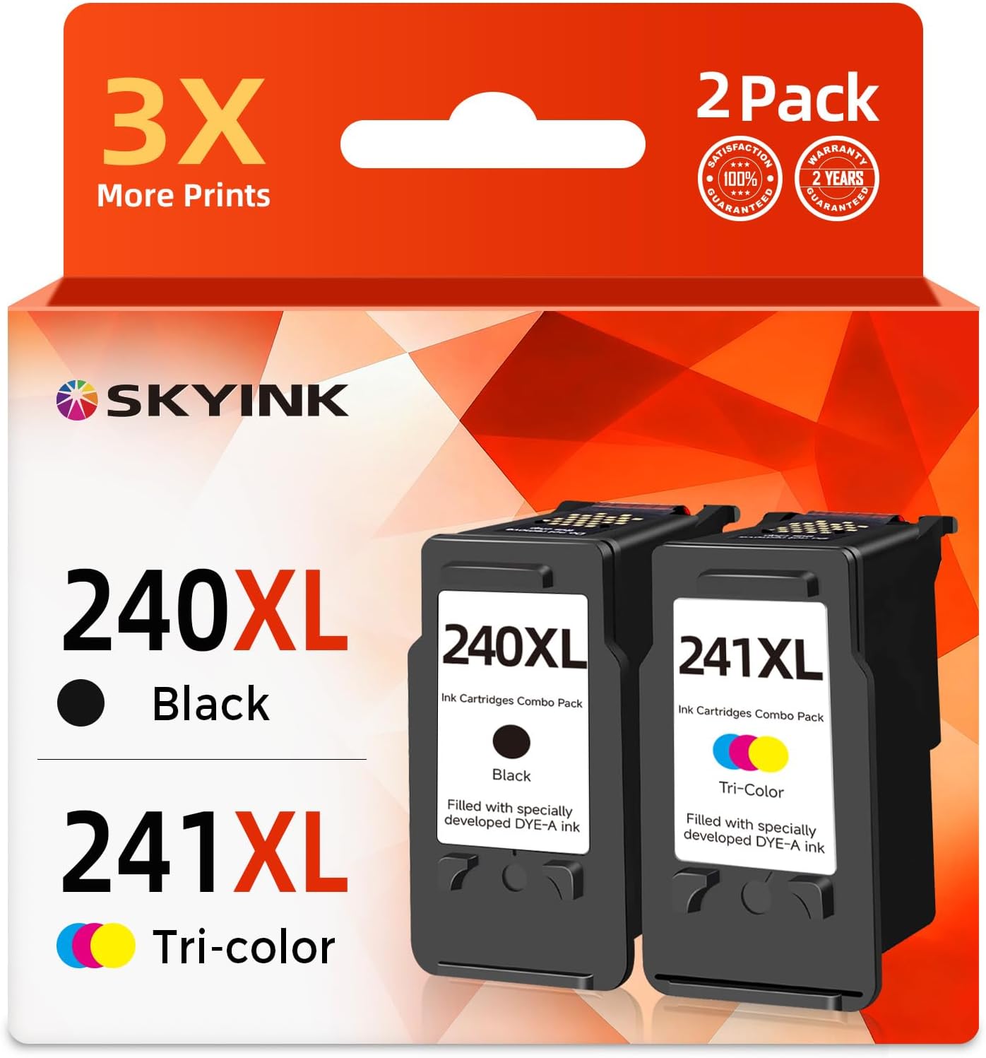 PG-240 CL-241 XL Ink Cartridge Replacement for Canon 240XL 241XL Combo Pack Work With PIXMA MG3600 MG3620 TS5120 MG3520 MX472 TS5100 MG3220 MG3520 MG2120 MX472 MX452 MX512 Printer 2 Pack Black Color
