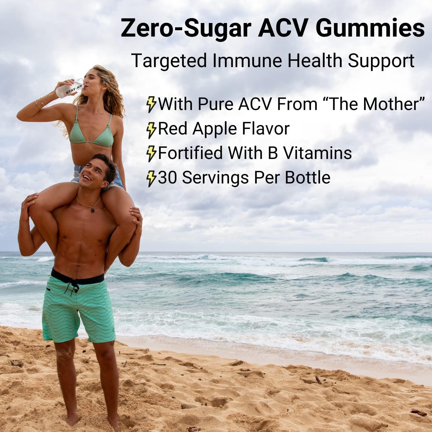 Essential Elements Zero-Sugar ACV Apple Cider Vinegar Gummies from “The Mother” - Naturally-Sourced, Vegan ACV Gummies with Folic Acid and Vitamin B12 60 Count