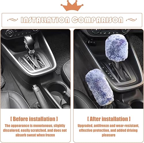 Miniatura 2 de UGSHY 2 unidades de combinación de capó de freno de mano para automóvil, cubierta protectora de felpa cálida anticongelante, accesorio decorativo