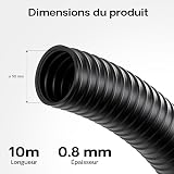 Wiltec Tuyau d'aspiration noir – 10 m/Ø 50 mm (2") / 435 g/m – avec Spirale de renforcement – Tube souple sans pression en PVC – pour Arrosage Irrigation Jardinage Évacuation Refoulement - 3