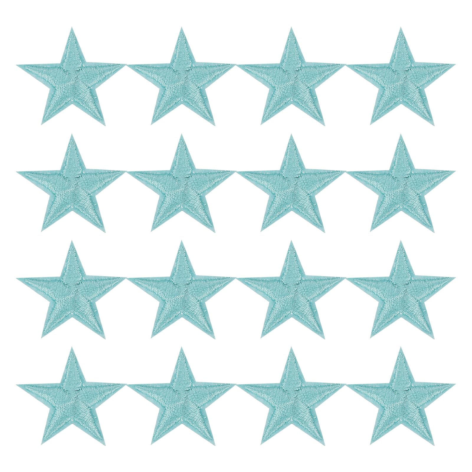 sourcing map 16Pcs Iron on Star Patches, Sew on Star Embroidered Patches, Decorative Repair Patch Applique for DIY Crafts Backpacks Bags Hats Clothes, 29mm Cyan โ image 1