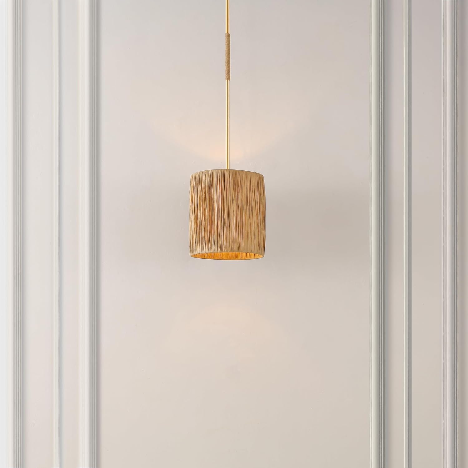 SAFAVIEH Lighting Collection Saija Natural/Gold Adjustable Pendant Hanging Light Fixture, Ideal for Dining Room, Kitchen Island, Entryway (LED Bulb Included)