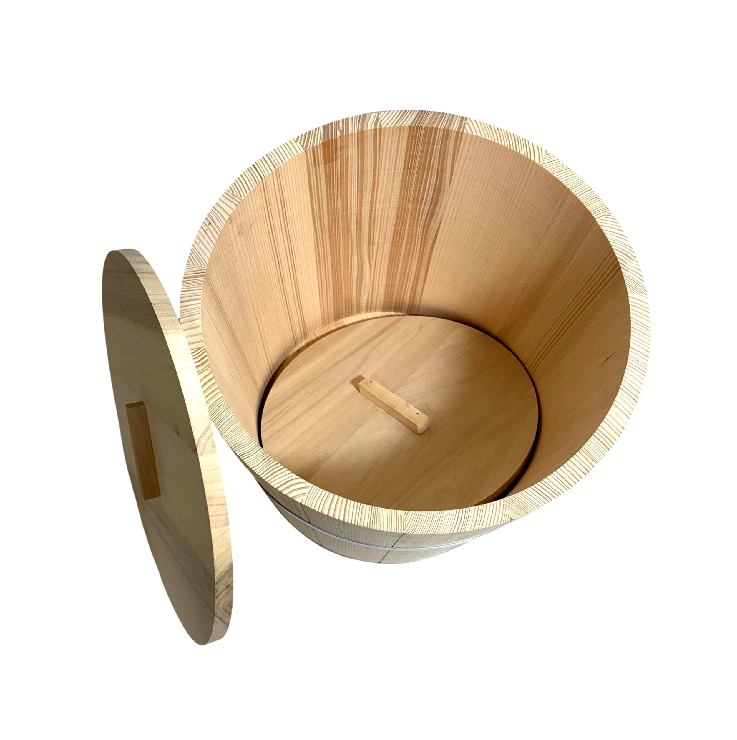 Wooden World – Secchio in legno con 2 coperchi per la fermentazione di crauti e cetrioli Botte per crauti o per sauna – 10 litri