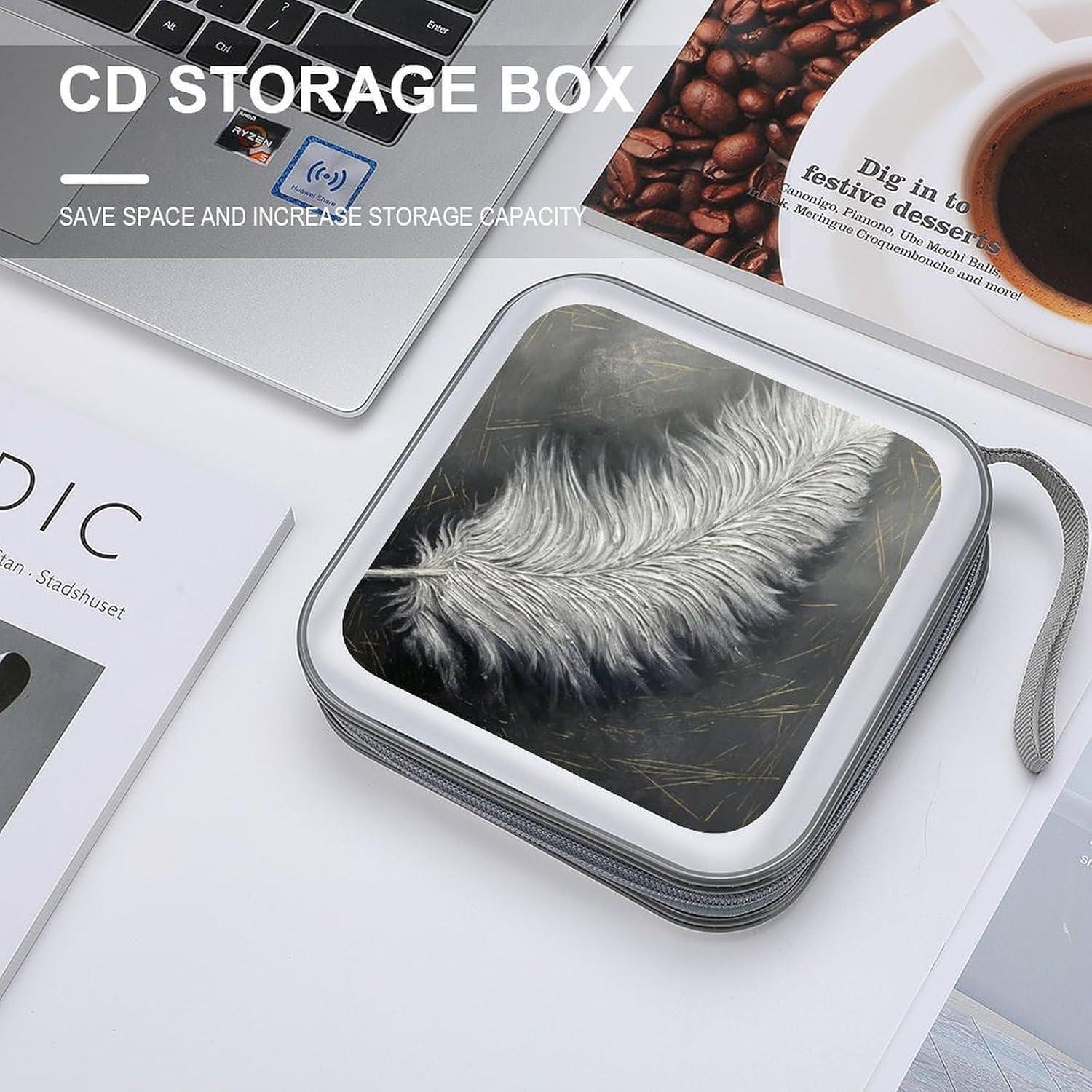Decoration Feather CD Case CD Storage Box DVD Sleeves