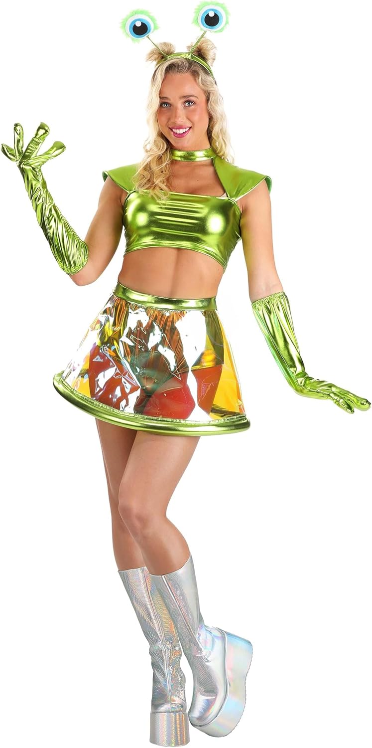 Alluring Alien Costume for Women with Metallic Lame Top