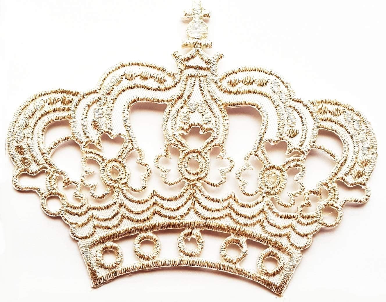 Silver White Crown Patches Beautiful Crown Royal King Kid Patch Appliques Fabric Decorating for Hat Cap Polo Backpack Clothing Jacket T-Shirt DIY Embroidered Iron On/Sew On Patch