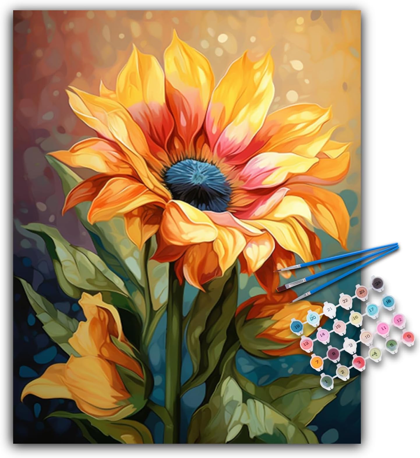 Offito Paint by Numbers Kit for Adults Beginners, Sunflower Acrylic Adult Paint by Number Kits on Canvas, Sunflower Digital Oil Number Painting Kits for Home Decor Gift 16"x20"