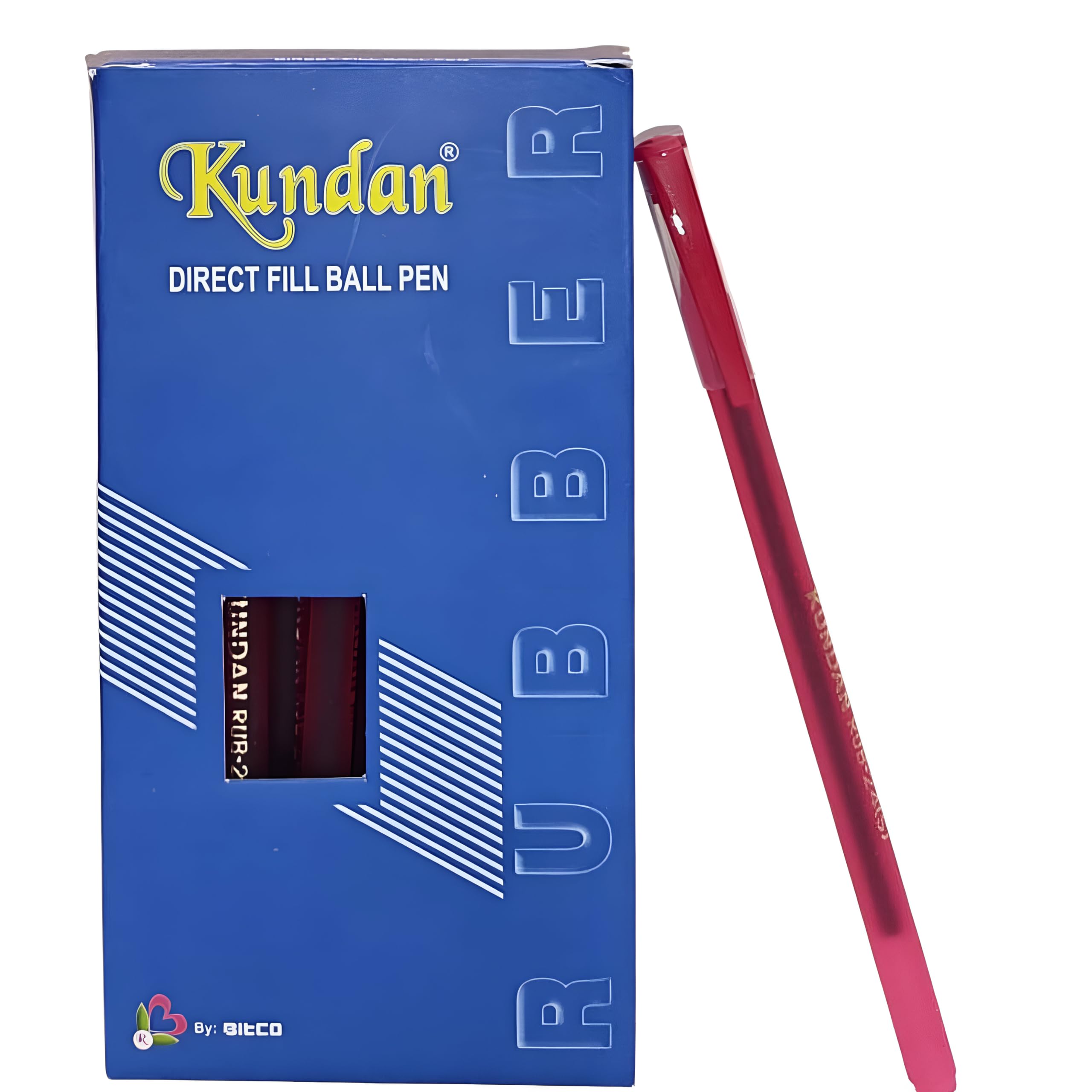 Kundan Df Pen | Ball Pen Box Pack | Slim & Red Color Body Pens Easy to hold | Pack of 1, P-20, INK Colour - Red | Smooth Writing use for Study, Office Work