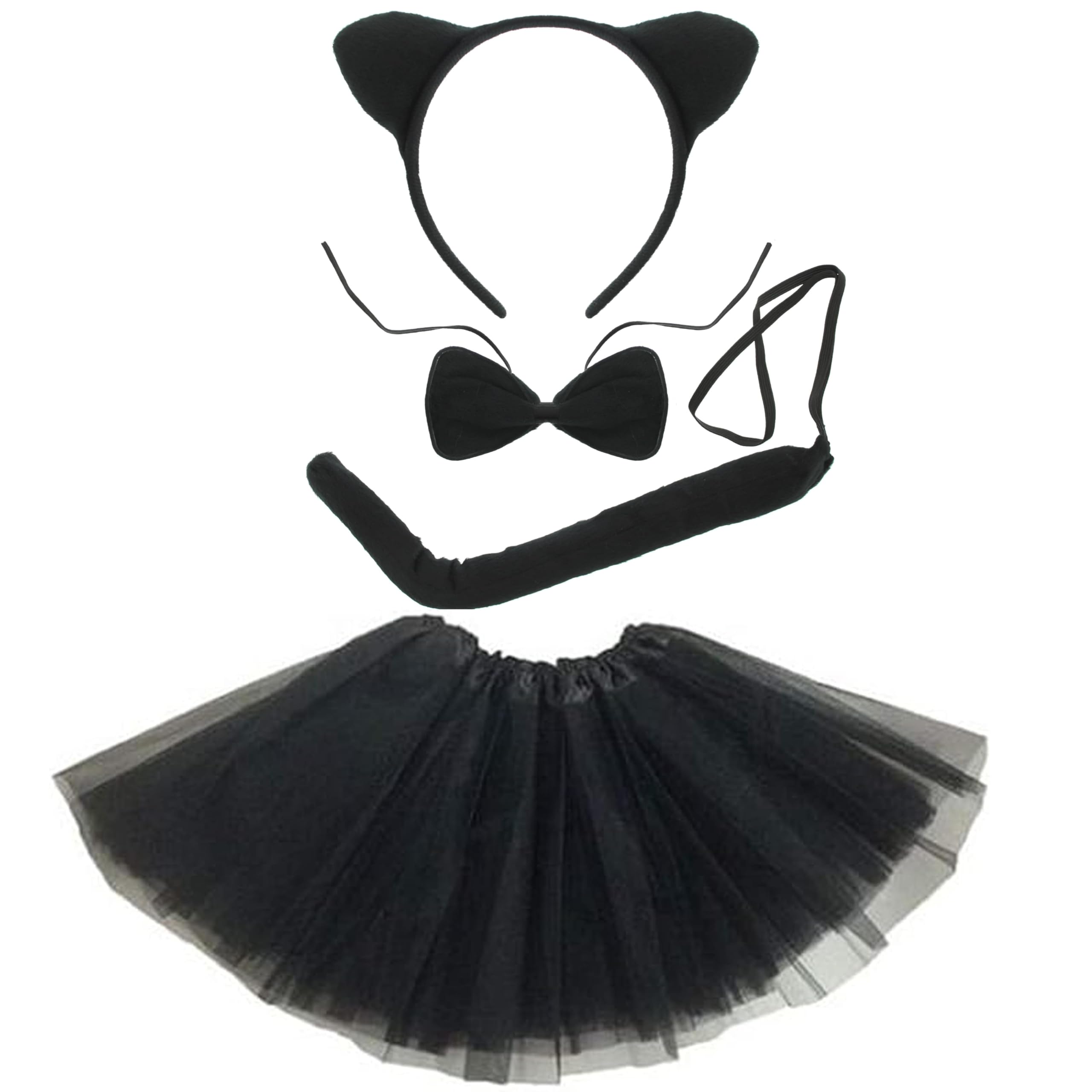 Zac's Alter Ego Animal Ears Bow Tie Tail Tutu Costume Set for World Book Day, Halloween, Nativity, & Fancy Dress Party Skirt Accessories