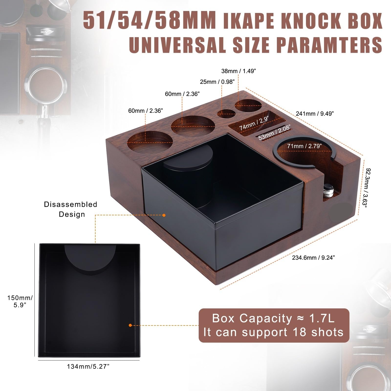 Caja De Golpe De Café,Compatible Con IKAPE V5 Caja Espresso | Organizador De Café Espresso Para Almacenamiento Tamper Distribuidor Portafiltro Pantalla Puck