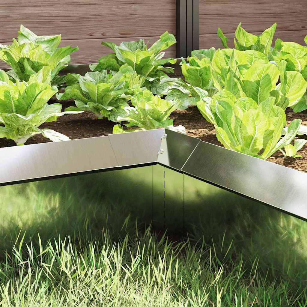 Metall-Schneckenzaun 4 Stück, 10 x 10 x 25 cm, Silber, verzinkter Stahl für Gartenbeete und Terrassen – einfache Montage, langlebig und pflegeleicht