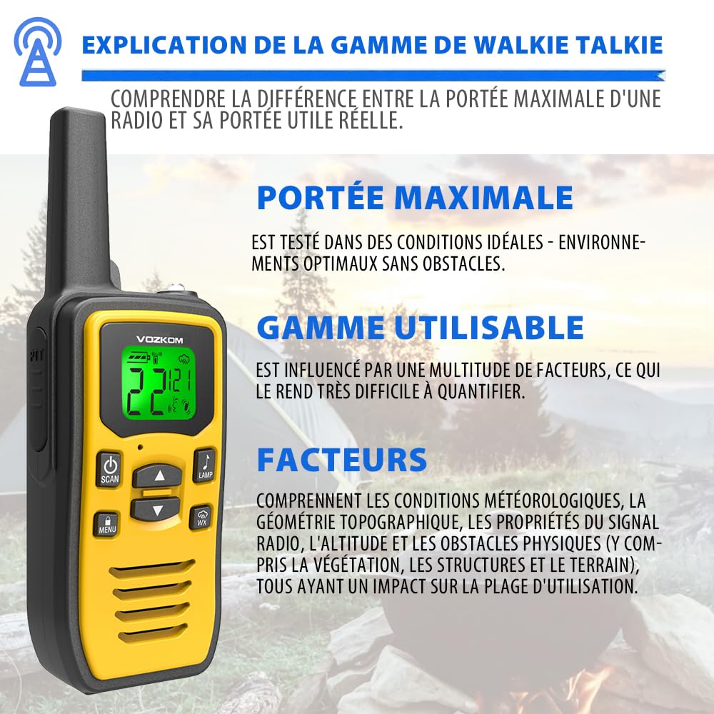 Talkie-walkie professionnel pour adultes, rechargeable, longue distance, sans licence, 36 canaux VOX, radios bidirectionnelles avec radio FM