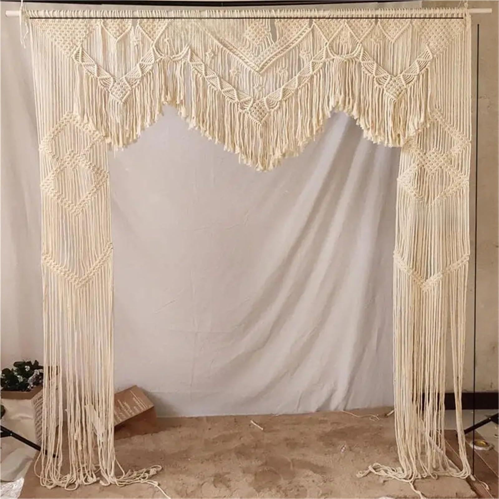 XCTDSVAH Tapestry Handmade Cotton Macrame Wedding Backdrop Curtain Tassel Art Wall Hanging Tapestry 180 * 200cm