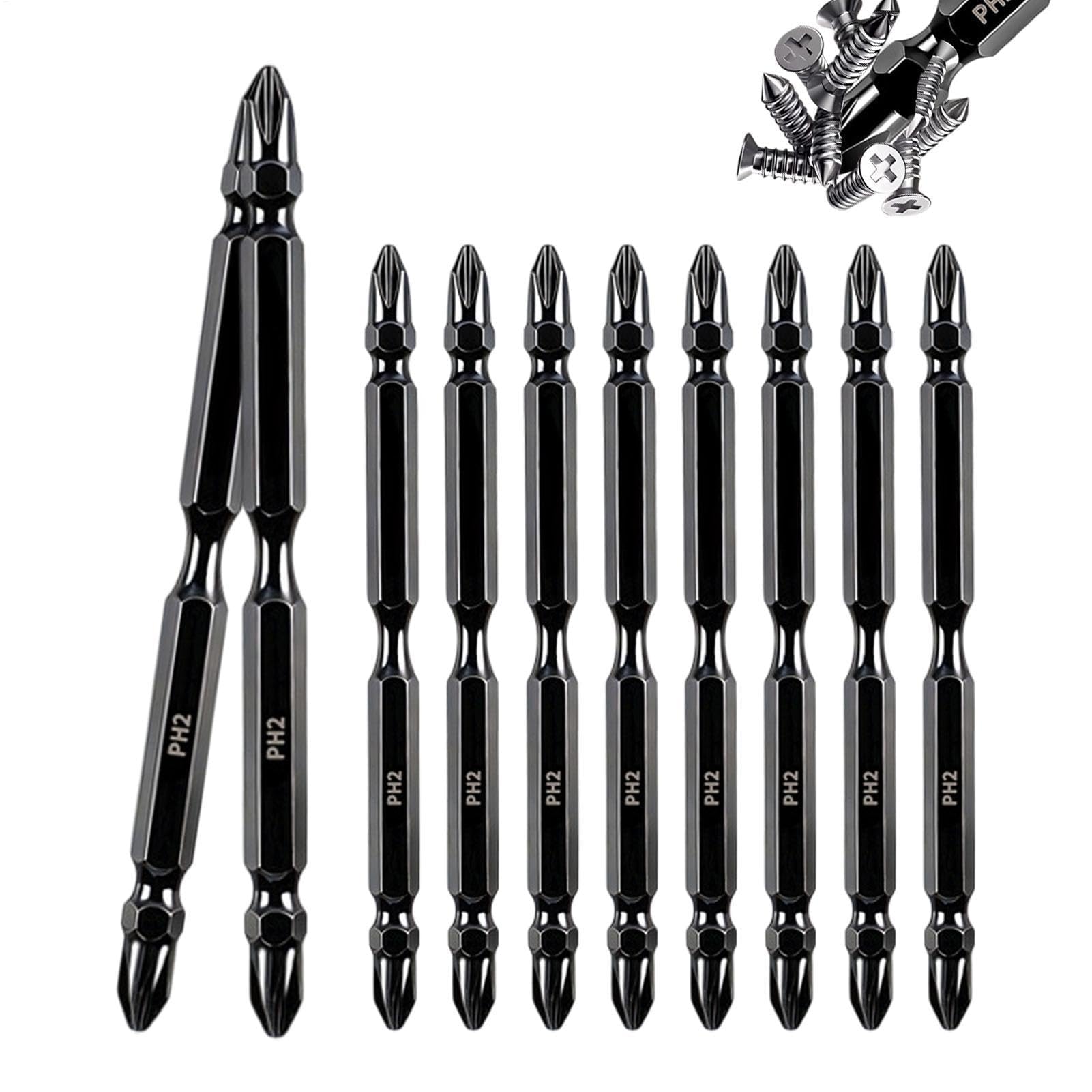 Set di punte magnetiche per cacciavite, a doppia punta, per casa, industria, costruzione, falegnameria, lavorazione del legno, progetti automobilistici e meccanici, 10 pezzi