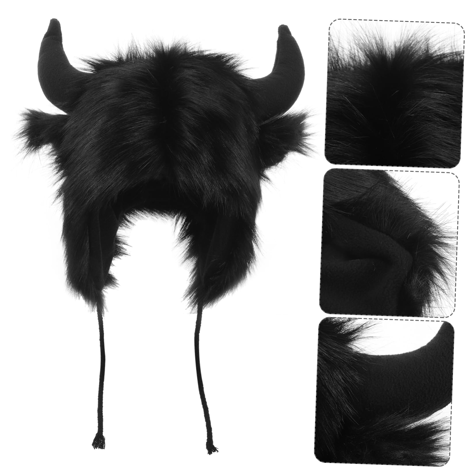 FRCOLOR Tapa Del Oído De Bocina Fiesta Sombrero Gracioso Divertido Lindos Sombreros Sombrero Con Cuernos Sombreros De Orejas De Animales Sombrero Caliente Disfraz Negro Poliéster