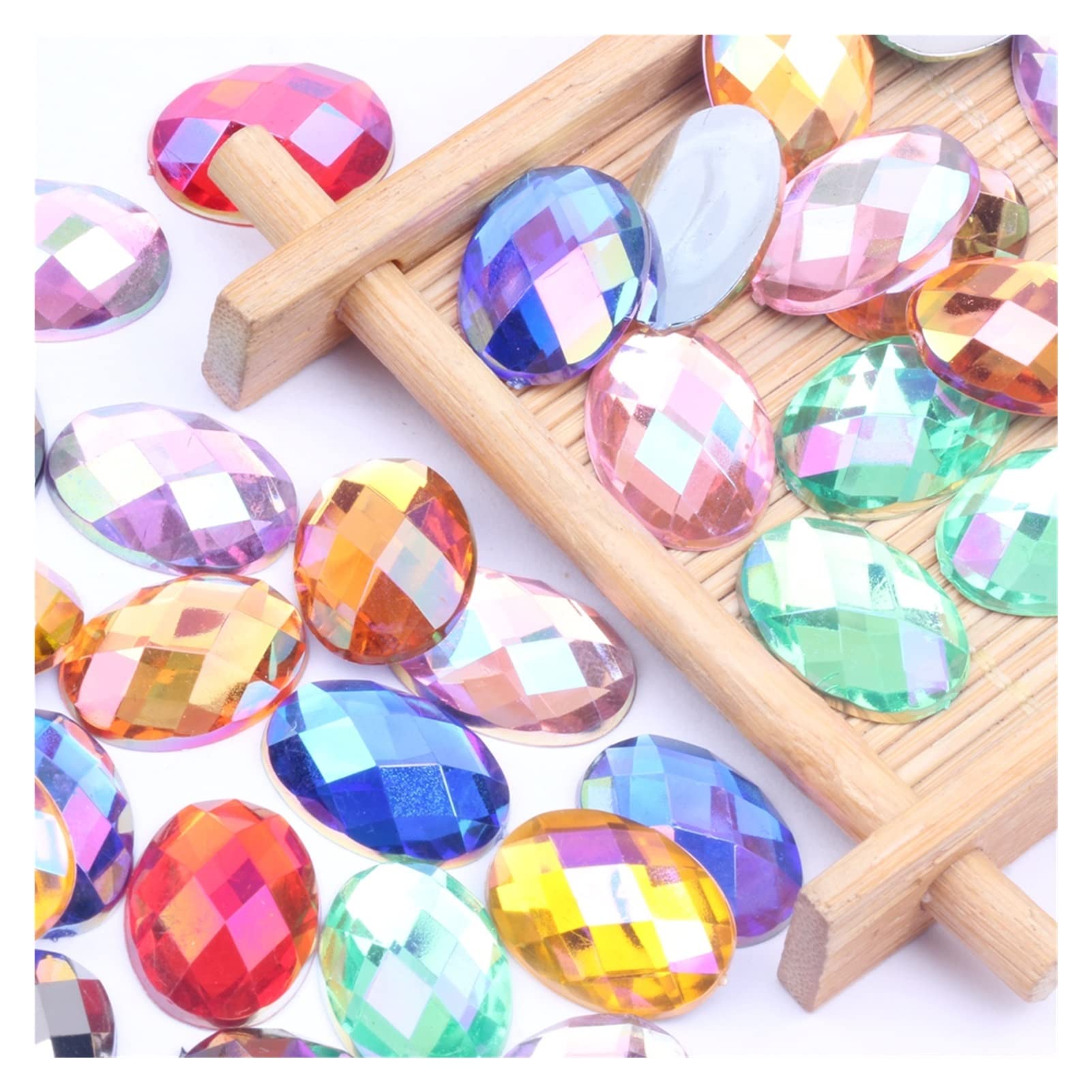 Generico yaoqijie 13x18mm 500pcs a Forma Ovale sfaccettature di Strass acriliche Flatback Ab Colours Colla su Perle Fai da Te Gioielli for Le Unghie d'Arte Lasting (Color : 02 Gold AB)