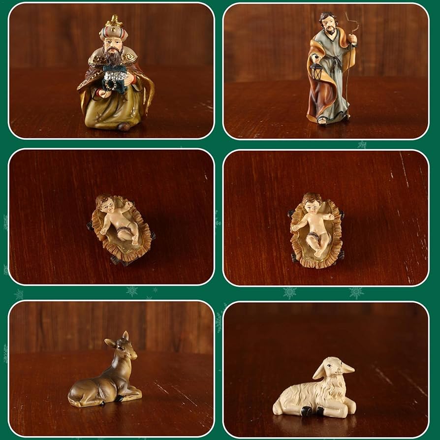 Amazon.co.jp: キリスト降誕のシーンの置物、フィギュア付きの11