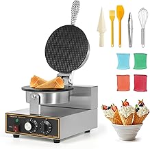 Dyna-Living Commercial Ice Cream Cone Machine Waffle Cone Maker 110V Electric Stainless Steel Egg Roll Mold Nonstick Waffl...