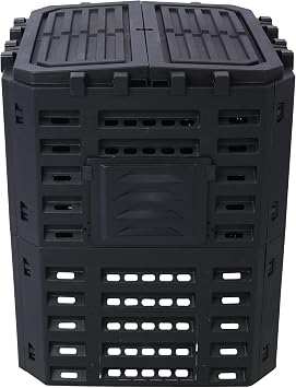 Garden Composter Bin Made from Recycled Plastic 90 Gallons (340Liter) Large Compost Bin - Create Fertile Soil with Easy Assembly, Lightweight, Aerating Outdoor Compost Box