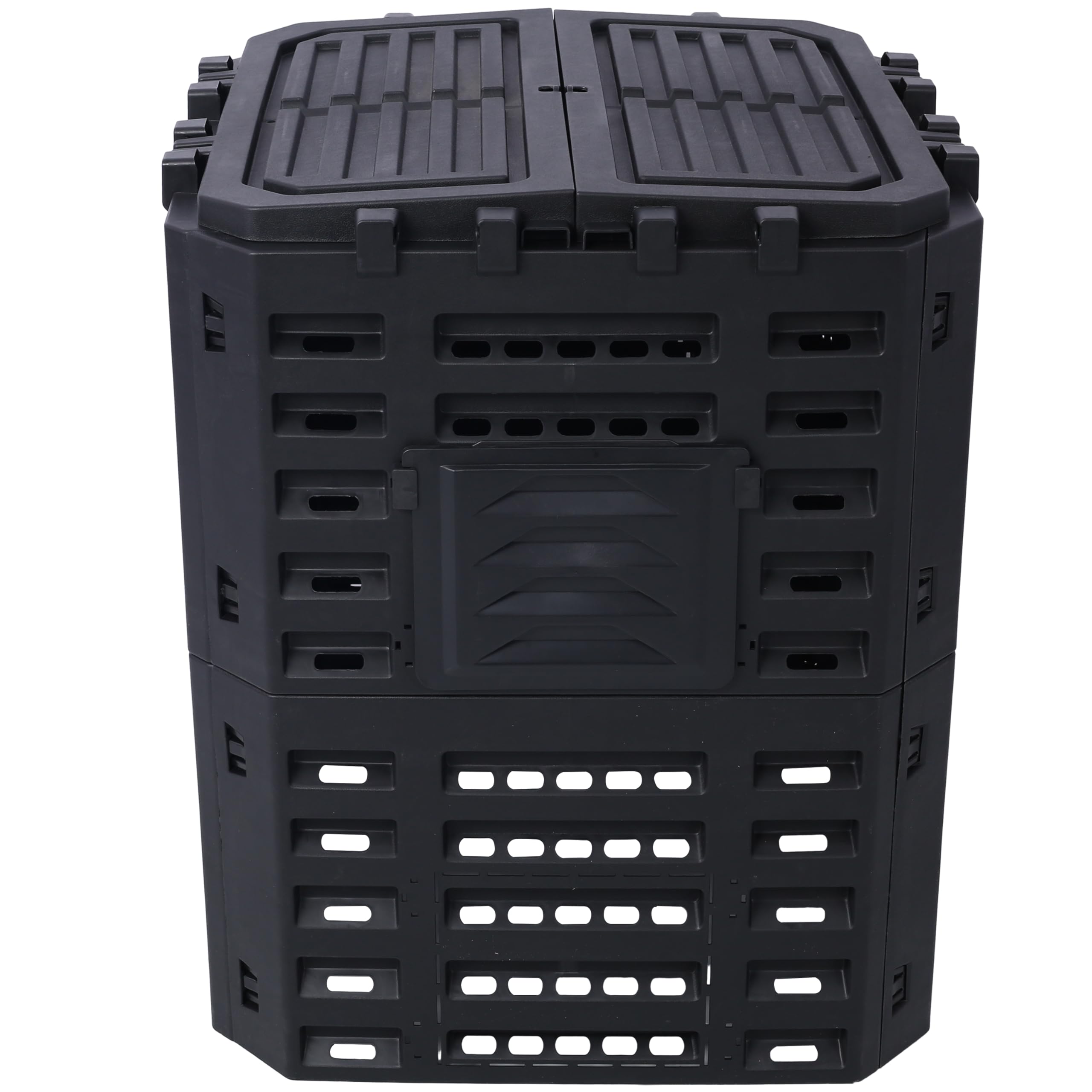 AGANS Garden Composter Bin Made from Recycled Plastic, 90 Gallons Capacity, Easy Assembly, Lightweight, Aerating Outdoor Compost Box, Black
