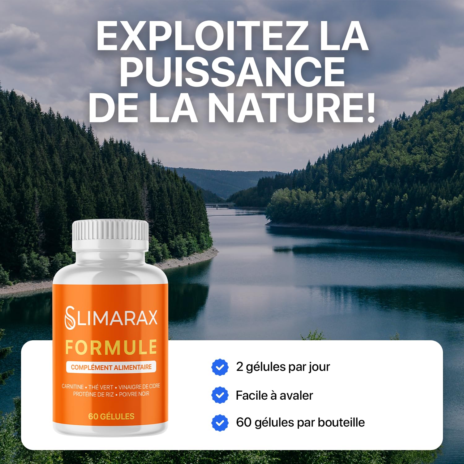 Slimarax Gélules - Ingrédients Naturels pour Hommes et Femmes - 60 Capsules pour 1 Mois