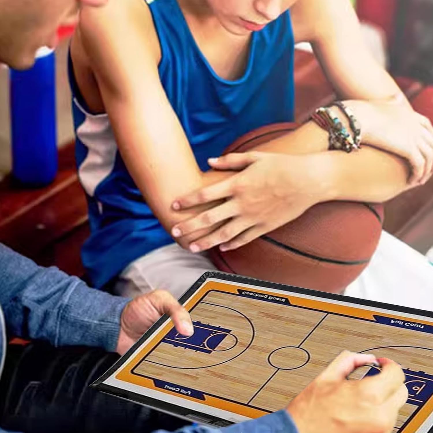 Basketball Coaching Board, Portable Strategy Coach Board, Coaches Tactics Clipboard Kit PU Leather Cover, Dry-Erase Strategy Magnetic Clipboard with NotePage