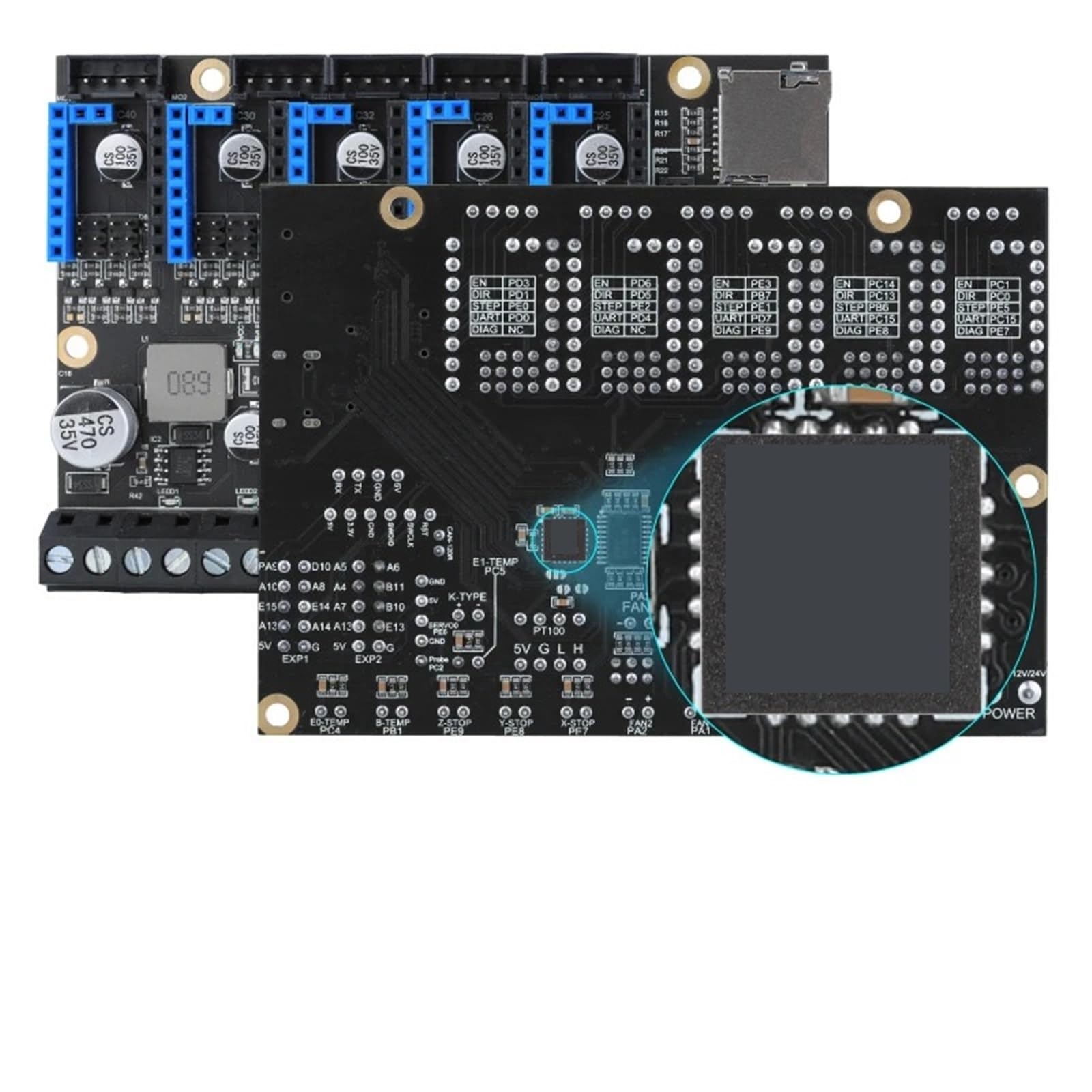 Carte de contrôle E3 V2.0 5 axes 32 bits for Klipper/RRF sur Ender 3/5 Pro(E3V2 Plus 31865)