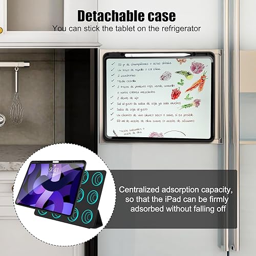 Miniatura 5 de Funda para iPad Pro 11 de 4321 generación con soporte para lápices, cubierta magnética extraíble, soporte vertical y horizontal (negro, iPad Pro 11)